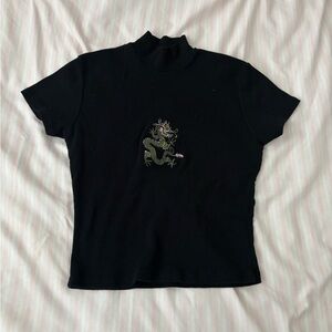 Brandy Melville Dragon Mock Neck Baby Tee